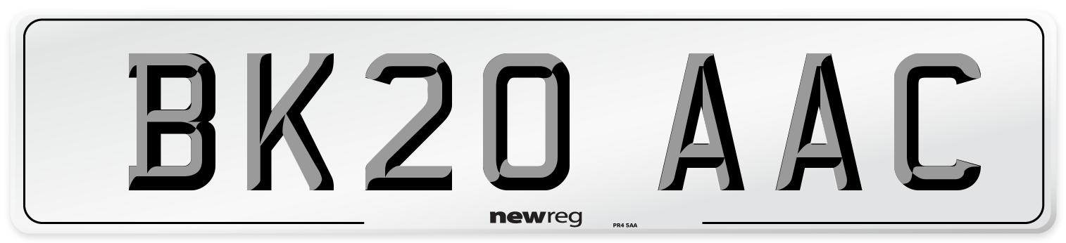BK20 AAC Number Plate from New Reg